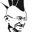 Icône de l'association IGWAP : Stencil de Gandhi avec une crête iroquoise